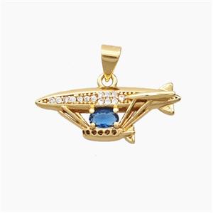 Hot Air Ballon Charms Copper Pendant Pave Zirconia Gold Plated, approx 10-25mm