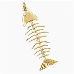 Copper Fishbone Pendant Gold Plated, approx 15-40mm