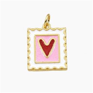 Copper Heart Pendant Enamel Frame Gold Plated, approx 13.5-15mm
