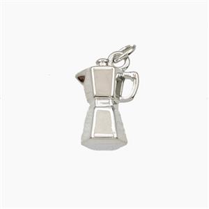 Coffee Maker Charms Copper Pendant Platinum Plated, approx 6-13mm