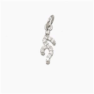 Copper Coral Branch Pendant Pave Zirconia Platinum Plated, approx 5-11mm