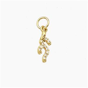 Copper Coral Branch Pendant Pave Zirconia Gold Plated, approx 5-11mm