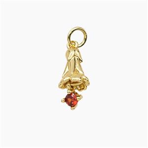 Copper Flower Pendant Pave Zirconia Gold Plated, approx 7-15mm