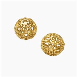 Copper Round Beads Hollow Gold Plated, approx 10mm