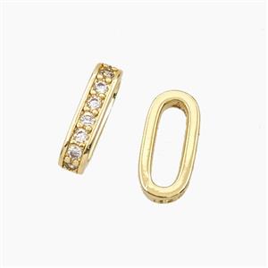 Copper Oval Connector Pave Zirconia Gold Plated, approx 6-13.5mm