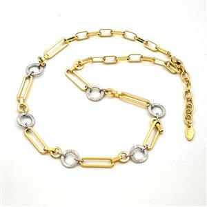 Copper Necklace Chain Gold Plated, approx 7mm, 11mm, 6-21mm, 40-45cm length