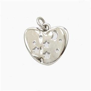Copper Heart Pendant Platinum Plated, approx 15mm