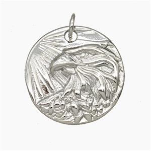Copper Eagle Pendant Hawk Birds Platinum Plated, approx 19mm