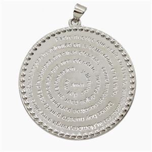 Father Prayer Charms Copper Pendant Platinum Plated, approx 35mm