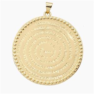 Father Prayer Charms Copper Pendant Gold Plated, approx 35mm