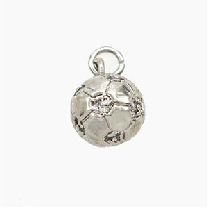 Copper Football Pendant Pave Zirconia Sports Platinum Plated, approx 10mm