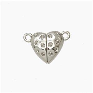 Copper Heart Magnetic Clasp Platinum Plated, approx 10mm