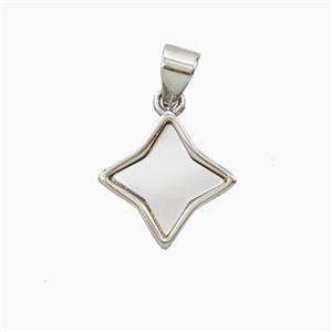 Copper Star Pendant Pave Shell Platinum Plated, approx 13mm