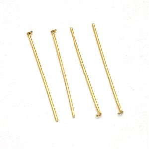 Copper T-Head Pins Gold Plated, approx 20mm length