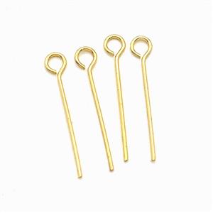Copper Eye-Head Pins Gold Plated, approx 20mm length