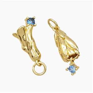 Copper Flower Pendant Pave Zirconia Gold Plated, approx 8-20mm