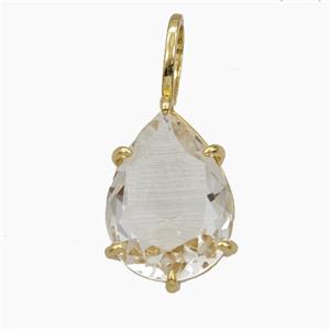 Clear Crystal Glass Teardrop Pendant, approx 12-27mm