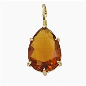 AmberOrnage Crystal Glass Teardrop Pendant, approx 12-27mm
