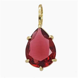 Fuchsia Crystal Glass Teardrop Pendant, approx 12-27mm