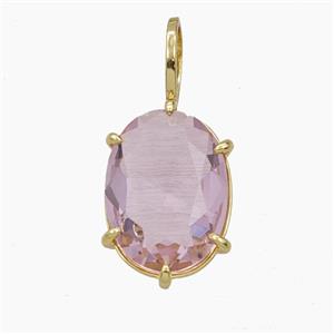 Pink Crystal Glass Oval Pendant, approx 12-27mm