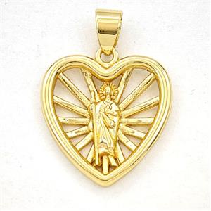 Copper Saint Jude Heart Pendant Gold Plated, approx 19mm