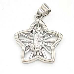 Copper Saint Jude Star Pendant Platinum Plated, approx 21mm