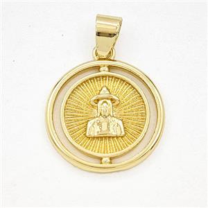 Copper Elder Pendant Circle Gold Plated, approx 18mm