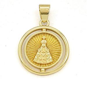 Copper Virgen De San Juan Pendant Gold Plated, approx 18mm