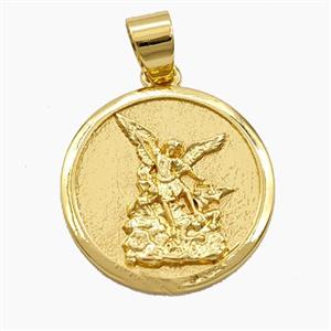Copper Saint Michael Chrams Pendant Gold Plated, approx 20mm
