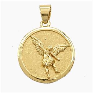 Copper Saint Michael Chrams Pendant Gold Plated, approx 20mm