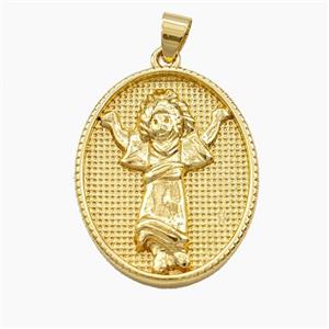 Copper Divine Child Pendant Jesus Gold Plated, approx 25-30mm