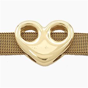 Copper Heart Beads FlatHole Gold Plated, approx 25mm, 3-14mm hole