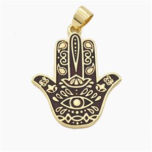 Copper Hamsahand Pendant Black Painted Evil Eye Gold Plated, approx 14-28mm