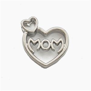 Copper Heart Pendant MOM Platinum Plated, approx 14-17mm