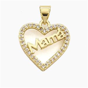 Copper Heart Mama Pendant Pave Zirconia Gold Plated, approx 16mm