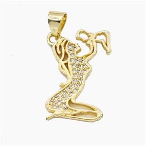 Copper Mother Baby Pendant Pave Zirconia Gold Plated, approx 12.5-21mm