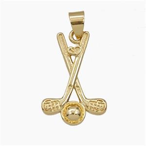 Copper Golf Pendant Sports Gold Plated, approx 16.5-23mm