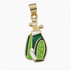 Copper Golf Club Pendant Enamel Sports Gold Plated, approx 13-25mm