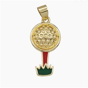Copper Golf Ball Pendant Enamel Sports Gold Plated, approx 8-25mm