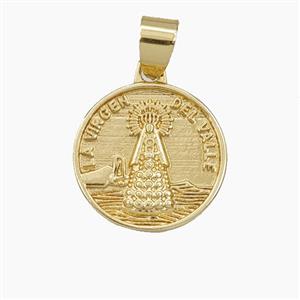 La Virgen Del Valle Charms Copper Pendant Gold Plated, approx 16mm