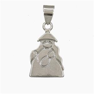 Copper Elder Pendant Platinum Plated, approx 16-24mm
