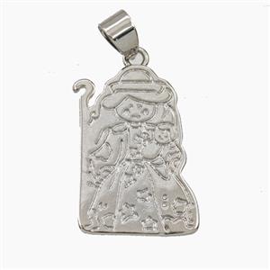 Swami Samarth Charms Copper Pendant Platinum Plated, approx 16-24mm