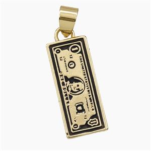 US Dollar Charms Copper Pendnat Painted Gold Plated, approx 9-21mm