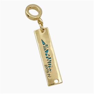 Copper Stick Pendant Painted Mountain Avila Gold Plated, approx 6-24mm, 7mm dia