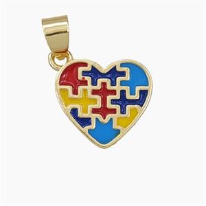 Copper Heart Pendant Multicolor Enamel Gold Plated, approx 15mm