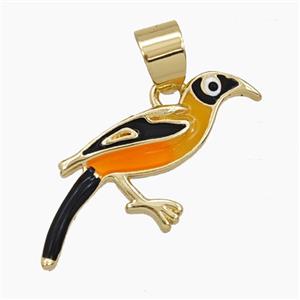 Copper Birds Pendant Enamel Gold Plated, approx 16-25mm