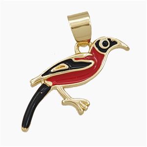 Copper Birds Pendant Enamel Gold Plated, approx 16-25mm