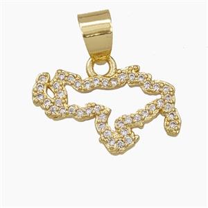 Map Of Colombia Copper Pendant Pave Zirconia Gold Plated, approx 11-19mm