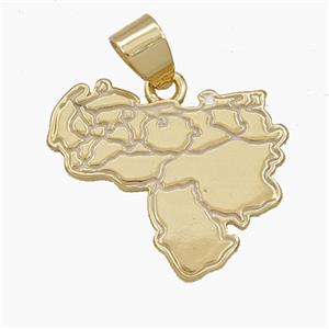 Map Of Venezuela Charms Copper Pendant Painted Gold Plated, approx 18-21mm