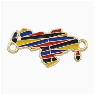 Map Of Colombia Copper Charms Connector Multicolor Enamel Gold Plated, approx 13-21mm